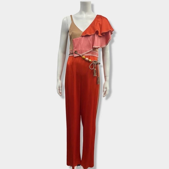 PETER PILOTTO asymmetrical cut orange/coral jumpsuit with side detailing Size 6‎ - Picture 1 of 16